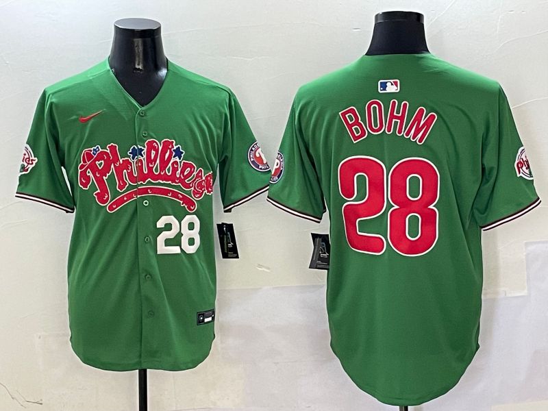 Men Philadelphia Phillies #28 Bohm Green Fourth generation Joint Name Nike 2025 MLB Jersey style 3